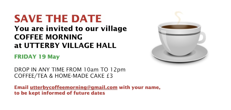 Save the date - Coffee morning on Friday 19th May 2023 from 10am to noon.